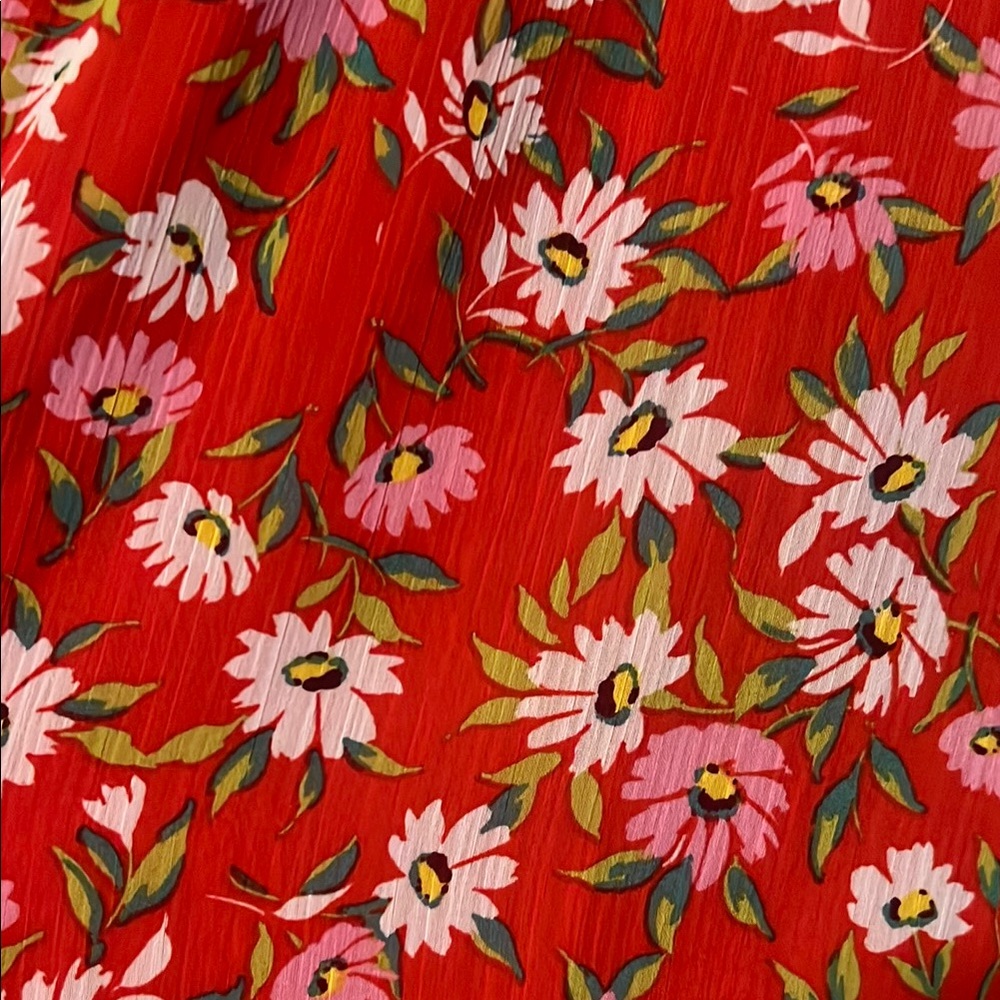 Draper James Red Ruffled Notched Collar Blouse - Picture 4 of 5